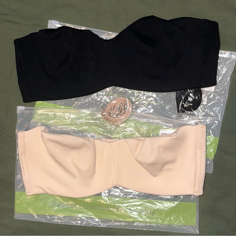 2 pack- Black and Beige Bras with Adjustable/Removable Straps 38D